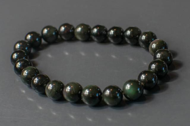 Bracelet en pierre d'Obsidienne Noire Dore