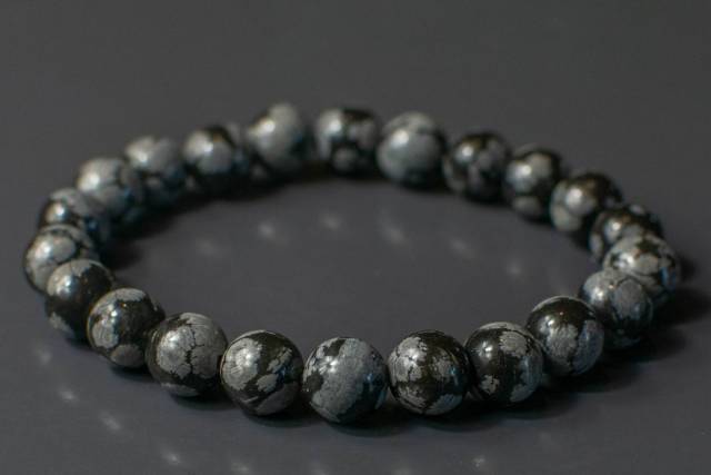 Bracelet en pierre d'Obsidienne Neige