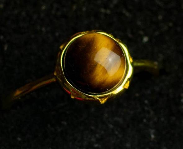 Bague Argent 925 Oeil de Tigre Ronde