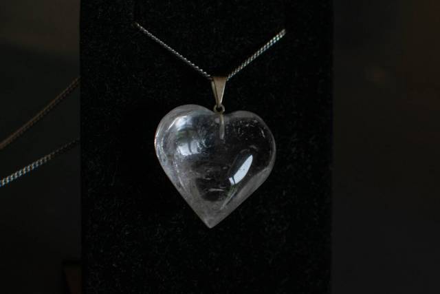 Pendentif Coeur Cristal de Roche 2.5cm